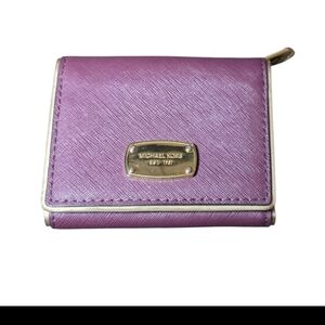 Michael Kors Carryall Card Case Leather Wallet  Plum NWOT